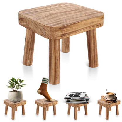 DAJAVE Small Wooden Stool, Plant Table Plant Stool Wooden Milking Stools Indoor Step Stools for Kids Small Side Table for House Plants