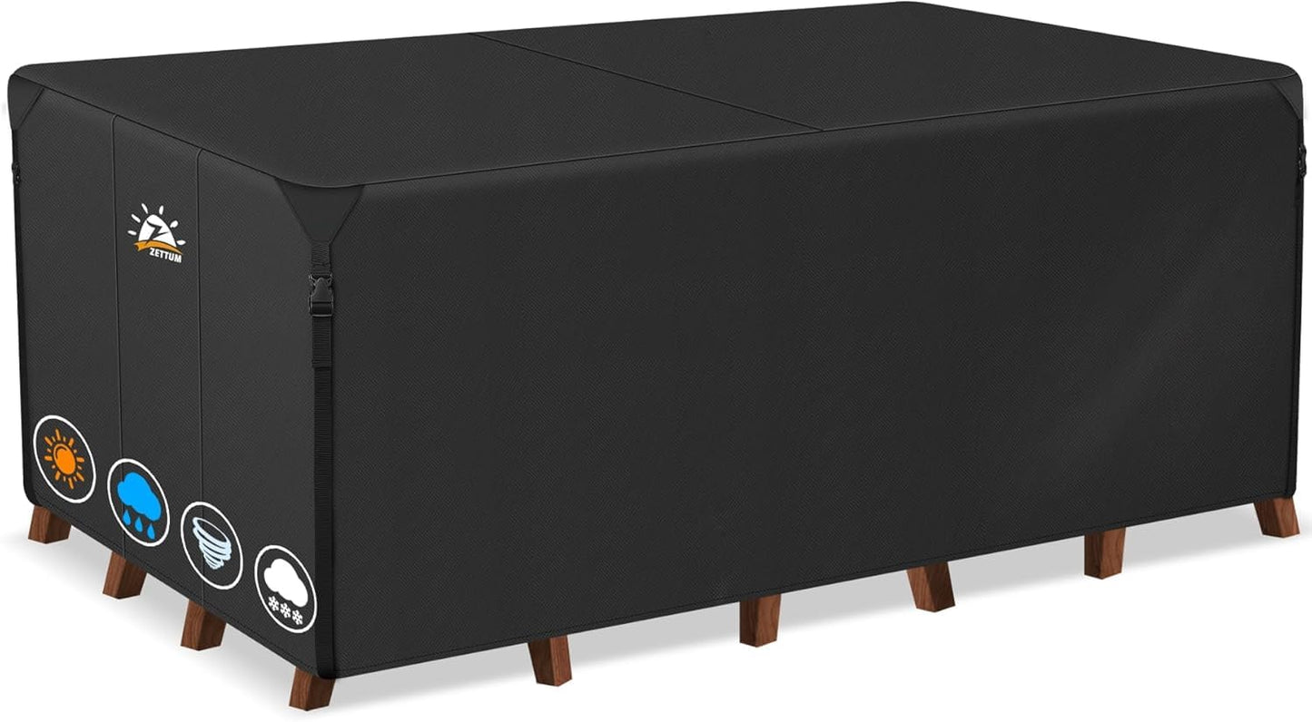 Zettum 167x135x73cm Cover for Garden Furniture Waterproof Rectangular 600D Heavy Duty Outdoor Furniture Covers for Rattan Sofa Table Chair Cover
