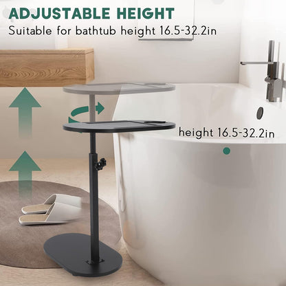 Ejoyous C-Shaped Side Table, Adjustable Height, 360 Degree Rotation, Wooden Coffee Table for Living Room, Bedroom, Bathroom, Sofa Side Bedside Table