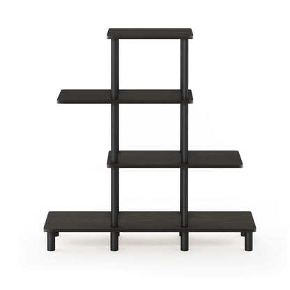 Furinno TURN-N-TUBE Storage Shelves, 4-Tier Ladder Book Shelf, Accent Display Shelf, Toolless Open Shelves, Round Tubes, for Organization and Storage