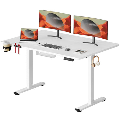 SANODESK 140 * 60 Electric Standing Desk Height Adjustable Standing Desk Sit Stand Table Adjustable Desk Stand Up Desk with Hook&Cupholder for Home