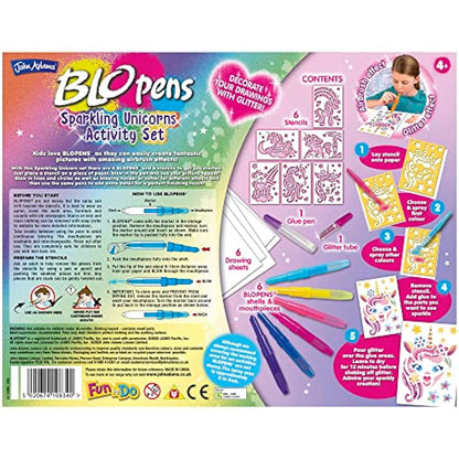 John Adams | BLOPENS® Sparkling Unicorn Activity Set: Create fantastic airbrush pictures | Arts & crafts | Ages 4+, Silver