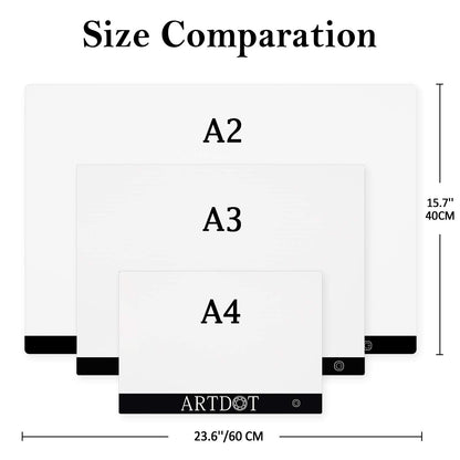 ARTDOT A2 LED Light Pad for Diamond Art USB Powered Light Board Kit, Adjustable Brightness with 12 Angles Stand and Clips (40 x 60cm)