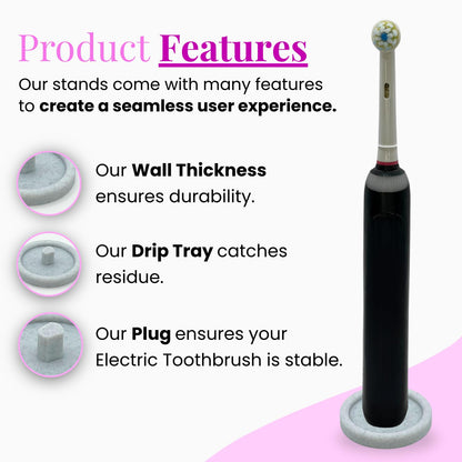 Oral Care Brand Electric Toothbrush Stand & Drip Tray (Marble, Single)