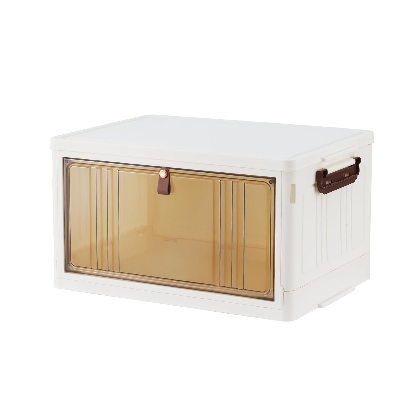 BARGAIN FACTORY 4-Tier Stackable Storage Boxes with Lids - Folding Plastic Storage Bins Unit on Wheels with Brakes