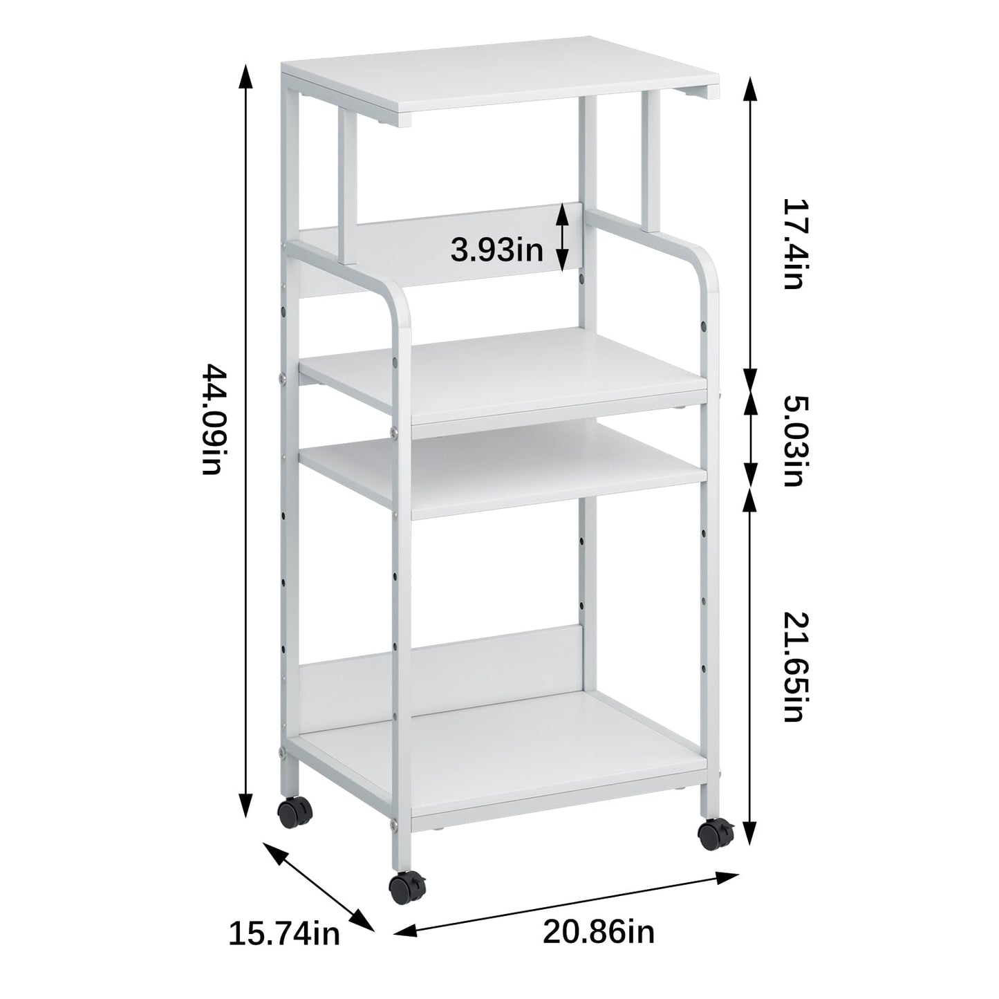 4-Tier Printer Stand, Large Printer Table on Wheels, Movable Printer Stand