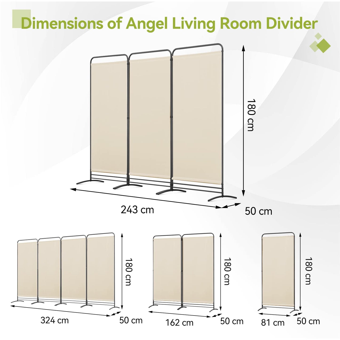 Angel Living Paravent 3 Panels Protective Screens Folding Screen Room Divider Screens Room Partitions Garden Privacy Outdoor Screens (Beige)