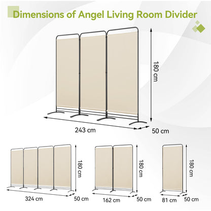 Angel Living Paravent 3 Panels Protective Screens Folding Screen Room Divider Screens Room Partitions Garden Privacy Outdoor Screens (Beige)