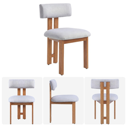 younturn Retro Mid Century Dining Chairs Set of 2, Linen Upholstered Seats with Backrest and Solid Wooden Legs, Kitchen Chairs for Dining Room