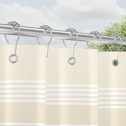 Lerores Shower Curtain, 180 x 200 cm, Beige Gradients, Weighted Hem, Anti-Mould Textile, Water-Repellent, Washable Polyester Bath Curtains with