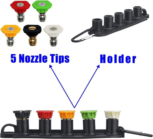 M MINGLE Short High Pressure Washer Gun, 5000 PSI, Replacement for Hot and Cold Water, M22 Fitting, 5 Nozzle Tips