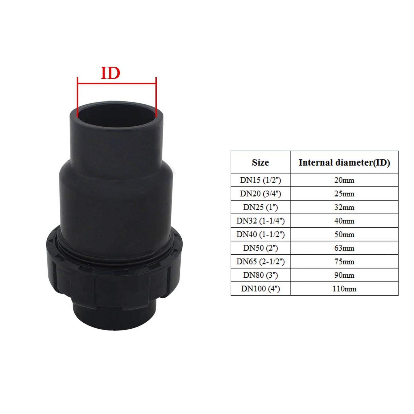 Swimming Pool Non Return Valve 20 25 32 40 50 63 75 90 110mm Anti Return Valve Pool Ball Valve Non Return Check Valve (Inner Diameter 90mm)