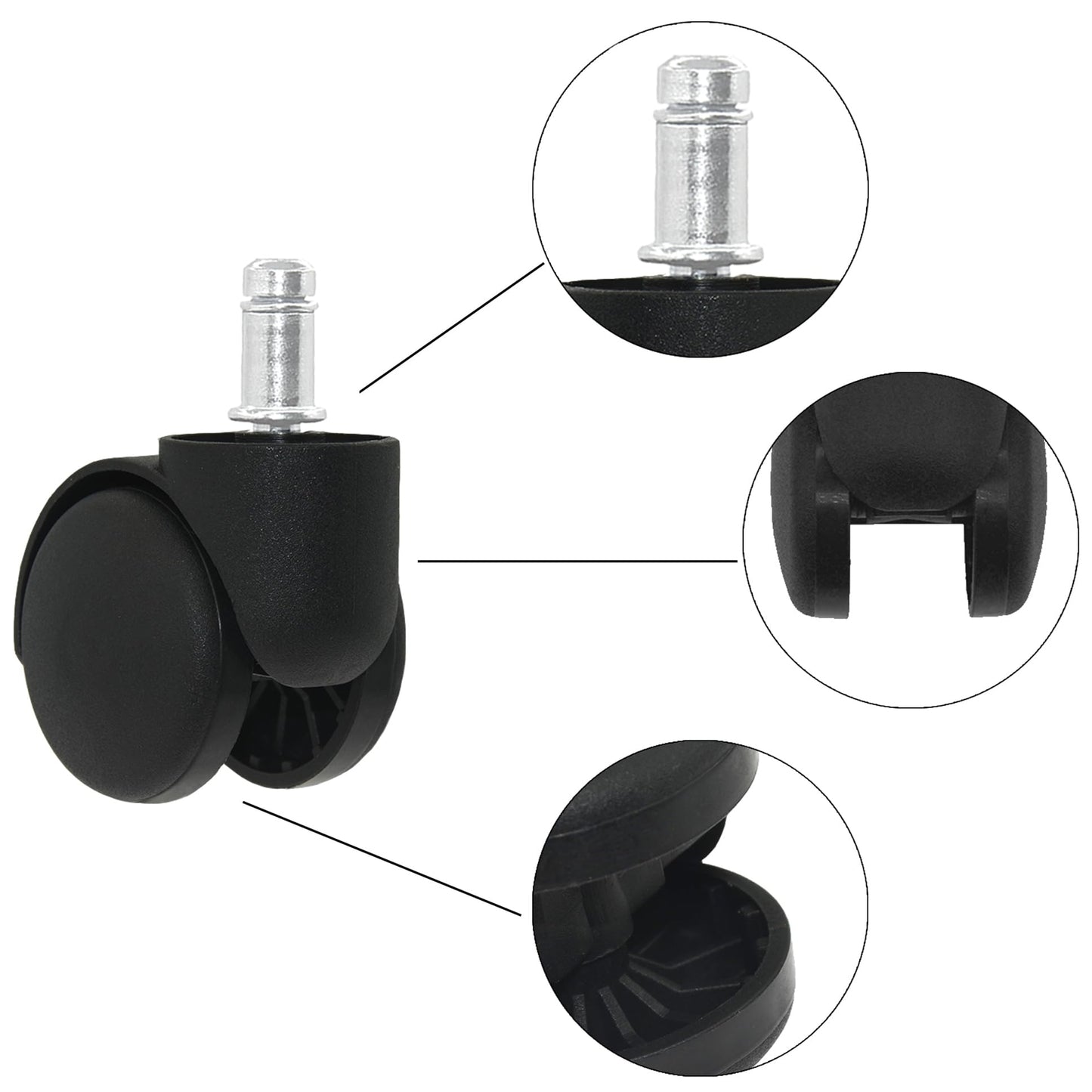 5 PCS Office Chair Caster Wheels,11mm Standard Size Chair Casters