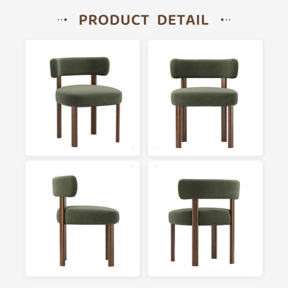 COLAMY Wooden Dining Chairs Set of 6, Velvet Fabric Chairs for Dining Room with Open Curved Backrest and Thick Seat Cushion
