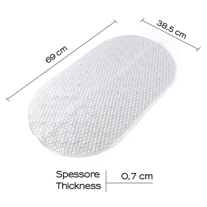 Gedy G-Solid Non-Slip Bath Mat with Suction Cups, Size: 39 x 69 cm, Transparent Finish, R&S Design, 100% Made in Italy, Machine Washable, 2 Years