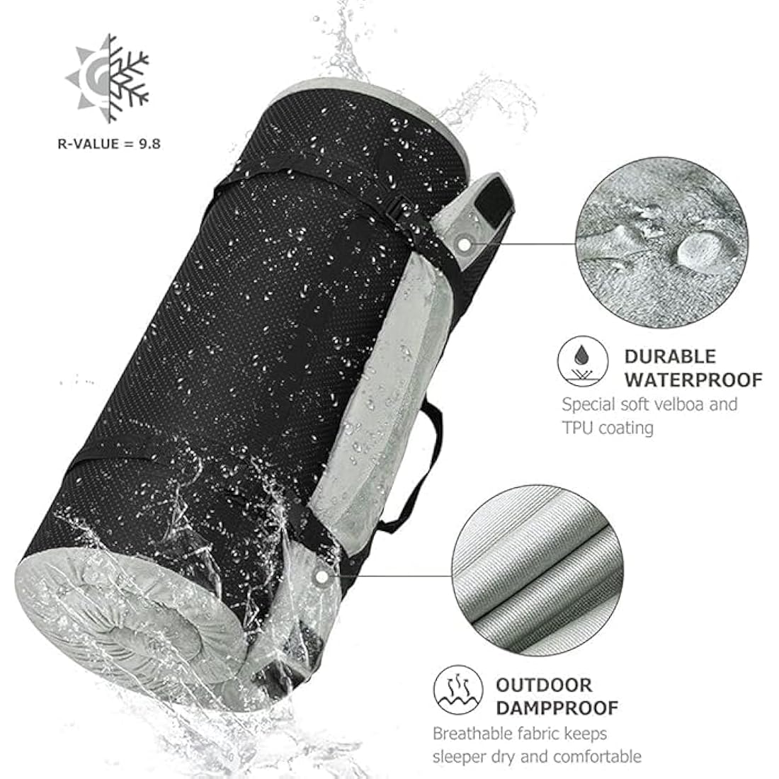 Willpo Memory Foam Camping Mattress Portable Sleeping Pad Floor Guest Bed Lightweight Outdoor Tent Mattress Removable Waterproof Cover Travel Bag