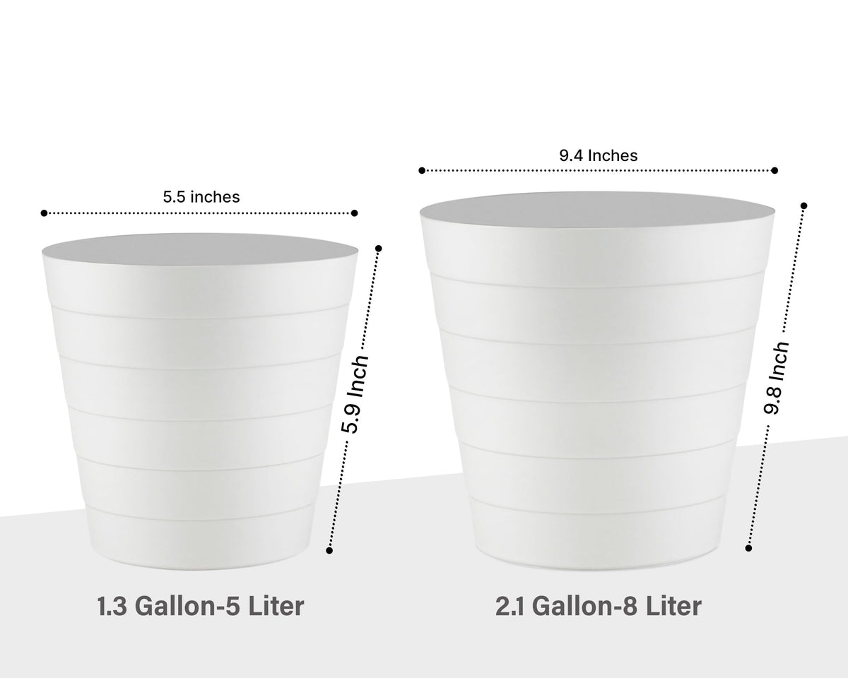 Zuvo Waste Paper Bin 5L, Wave Design Bin for Bedroom and Office, White