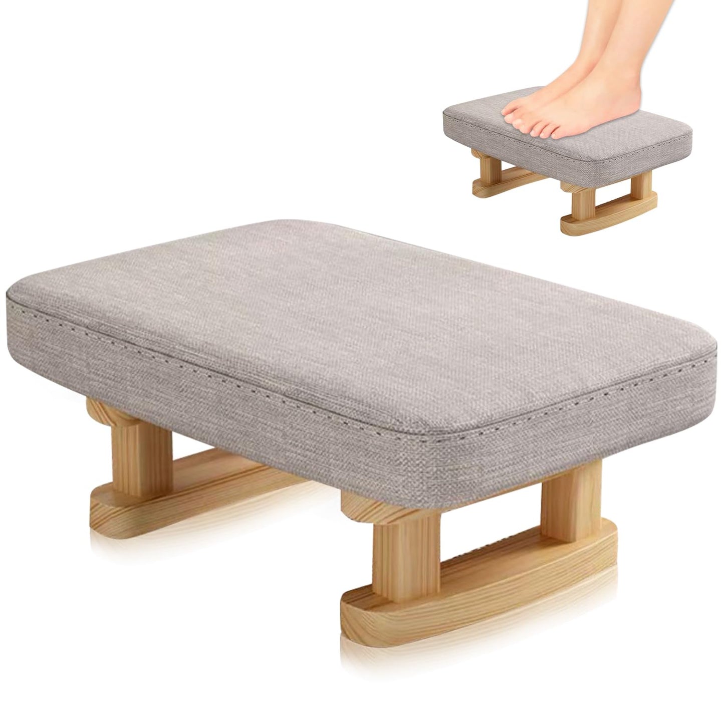 Duscdesp Foot Stool,Ottoman Footstool with Stable Wooden Legs,Ottoman Footrest,Pouffe Footstool with Removable Padded Seat,Footstools for Living