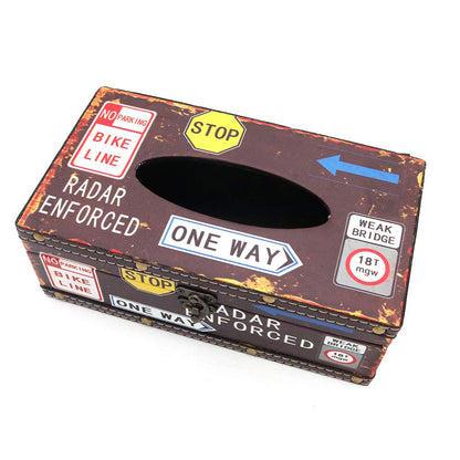 POFET Vintage Chic Shabby Wooden Tissue Box Holder Rectangle Handcraft Tissue Paper Box Cover Napkin Organizer Holder Home Storage Room Office Car