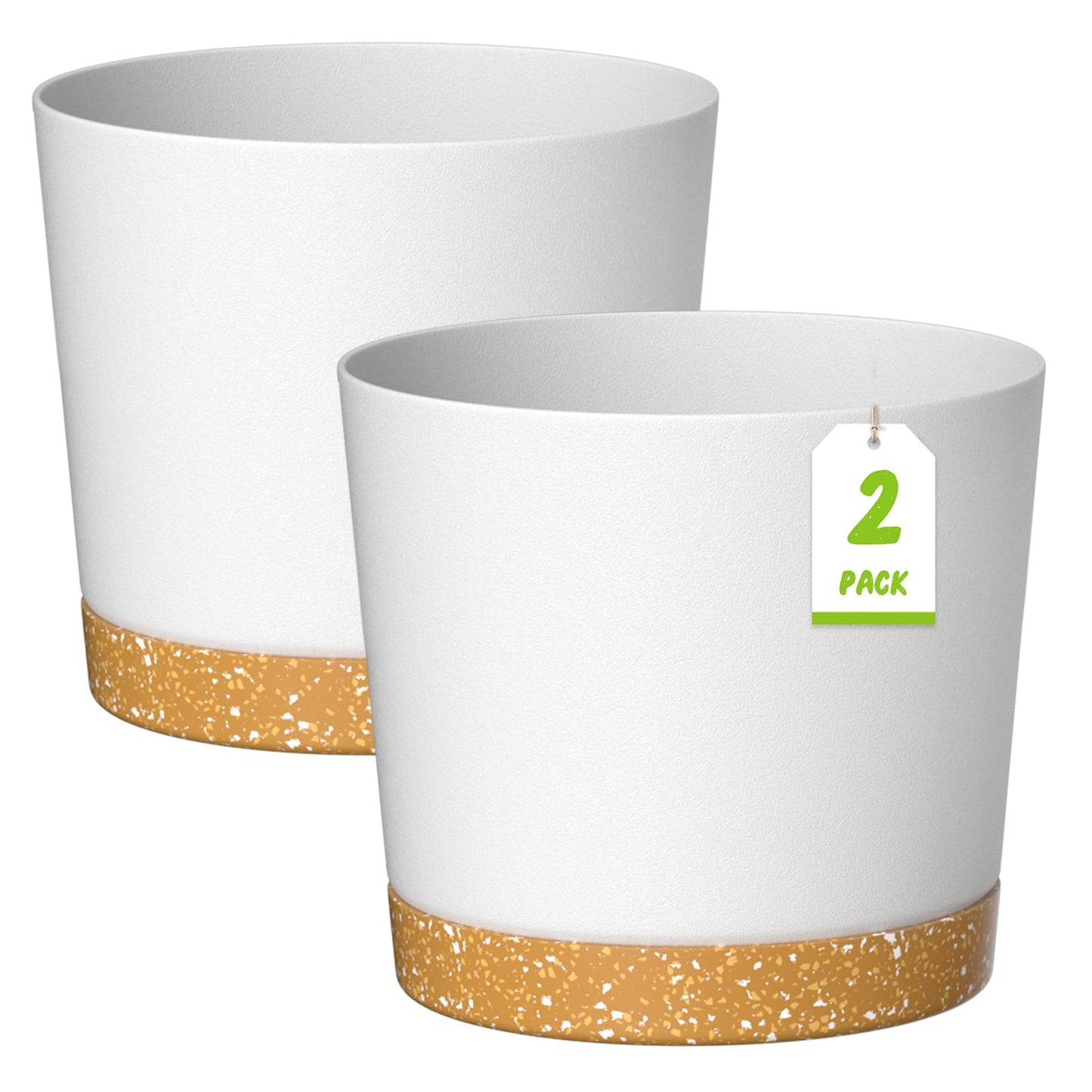 ZMTECH 30.5cm Plant Pots, Modern Planters with Drainage Holes and Detachable Saucer, Plastic Flower Pots for Plants for House Garden Windowsill (Set