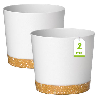 ZMTECH 30.5cm Plant Pots, Modern Planters with Drainage Holes and Detachable Saucer, Plastic Flower Pots for Plants for House Garden Windowsill (Set