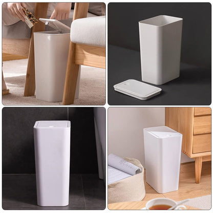 GANAZONO Narrow Garbage can Small Trash Cans with Lid for Bathroom - Garbage Can with Press Type Lid, Narrow Plastic Trash Bin
