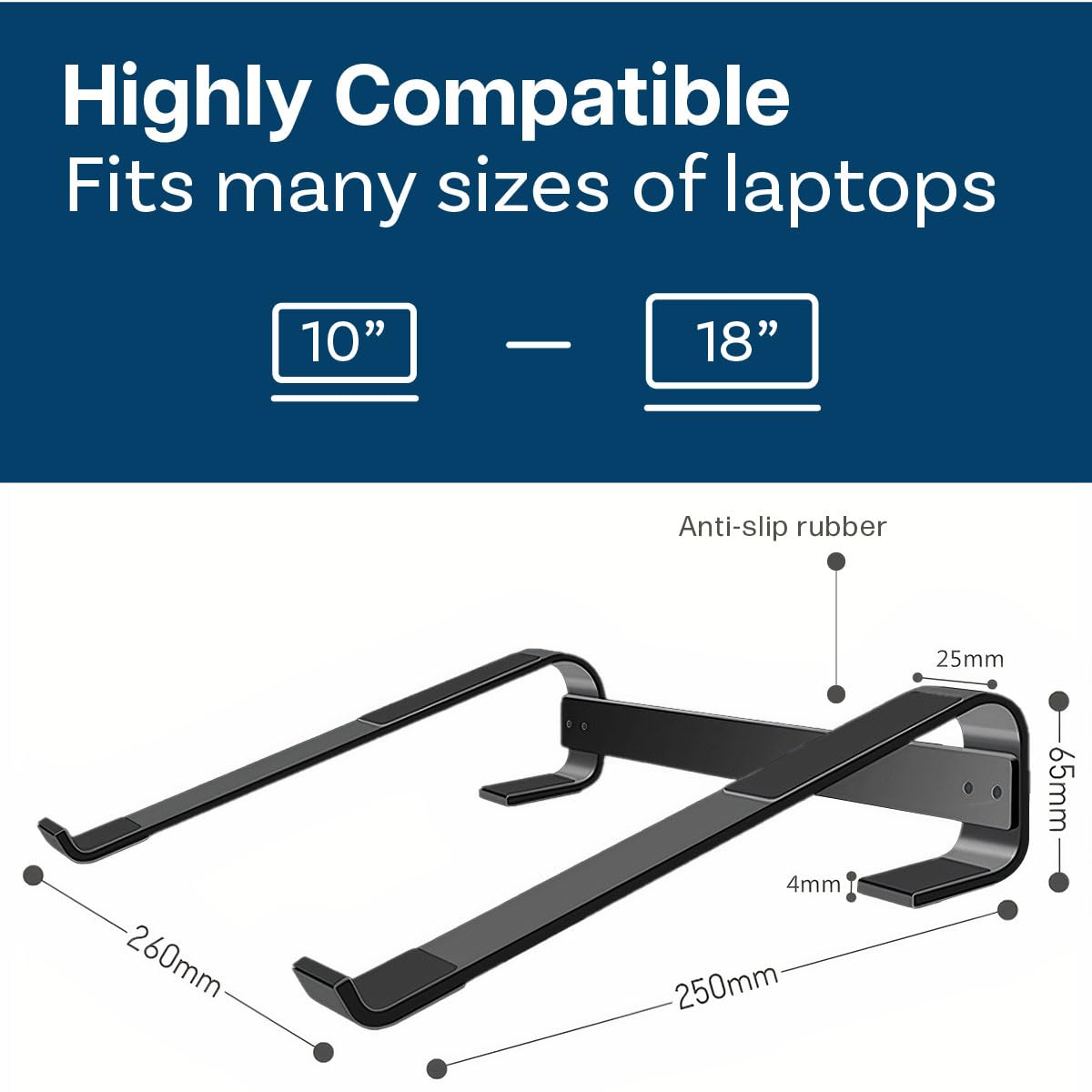 MMOBIEL Laptop Stand - Riser 10 to 18 inches - Ventilated Laptop Holder Universal - Stand for Desk Compatible with MacBook, Notebook, ASUS and more