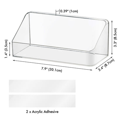poeland Wall Mounted Storage Organizer, No Drilling Bathroom Shelf, Clear Storage Box for Bathroom, Bedroom, Mirror Cabinets (Transparent)
