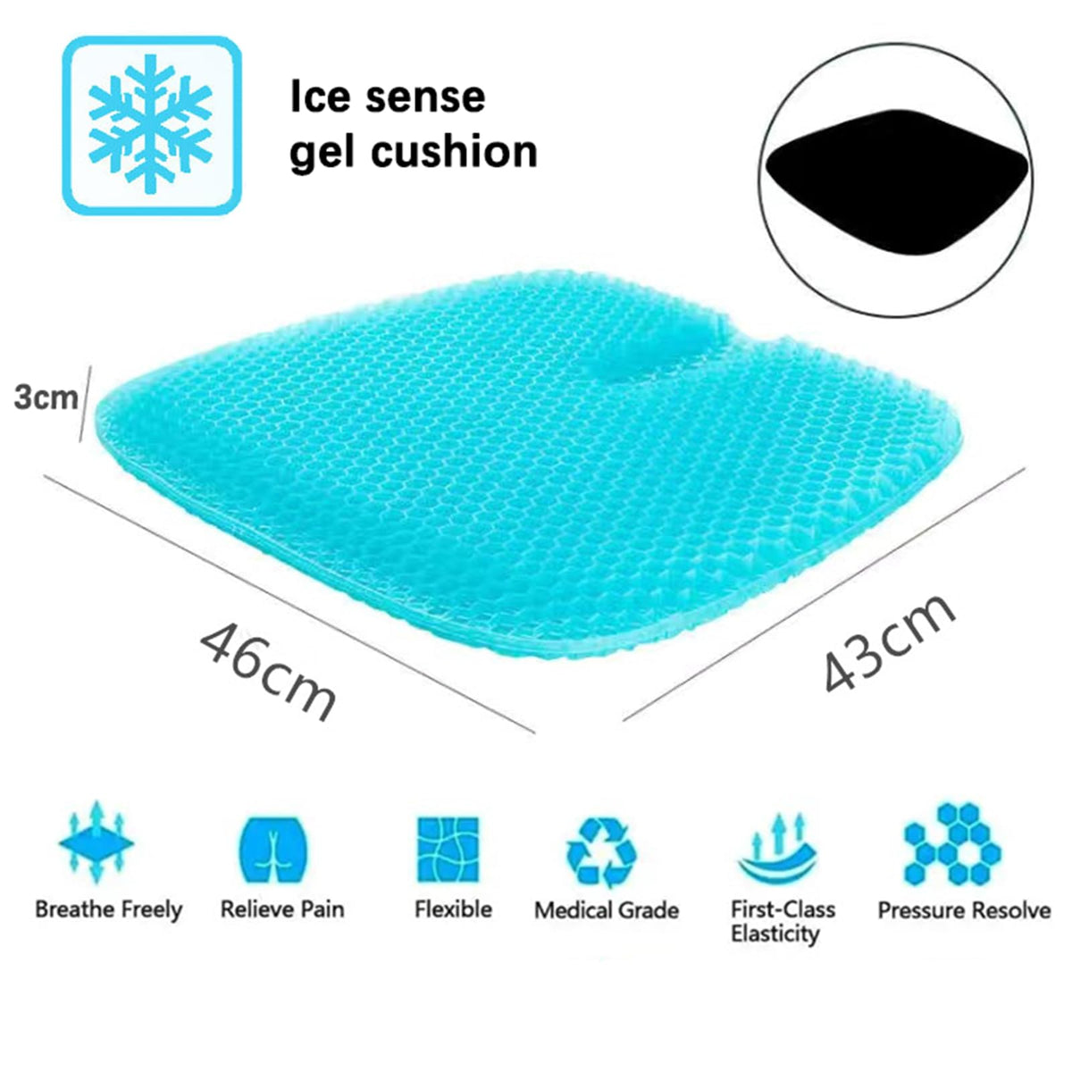 Braozaiw Soft Sitter Cushion,Honeycomb Double Thick Gel Seat cushion with Anti-Slip Cushion Cover,Cooling Chair Cushion Egg Chair Cushion For Home