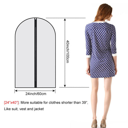 Garment Bags,5PCS Dustproof Garment Covers PEVA Translucent Clothes Covers with Zip Moth Proof Suit Protector Bags Waterproof Dress Covers for Shirts