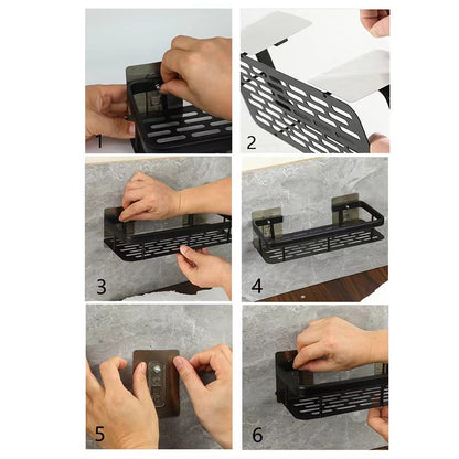 Uwenkjie 3-in-1 Adhesive Shower Caddy: Soap Dish, Storage Basket & Drain Tray. No-Drill Wall Mounted Organizer for Sponge, Razor