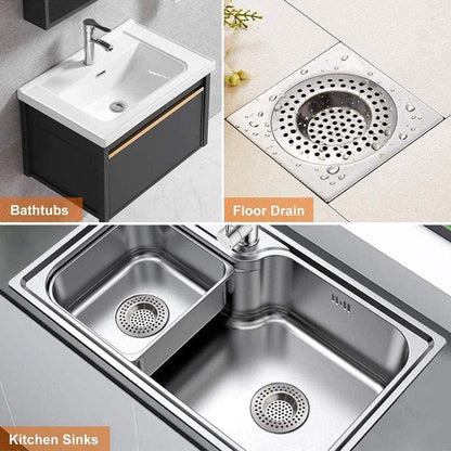 2 Pcs Sink Strainer–Stainless Steel Kitchen Sink Plug Strainer– Dual Function Drain Plug Hair & Food Catcher for Kitchen, Bathroom