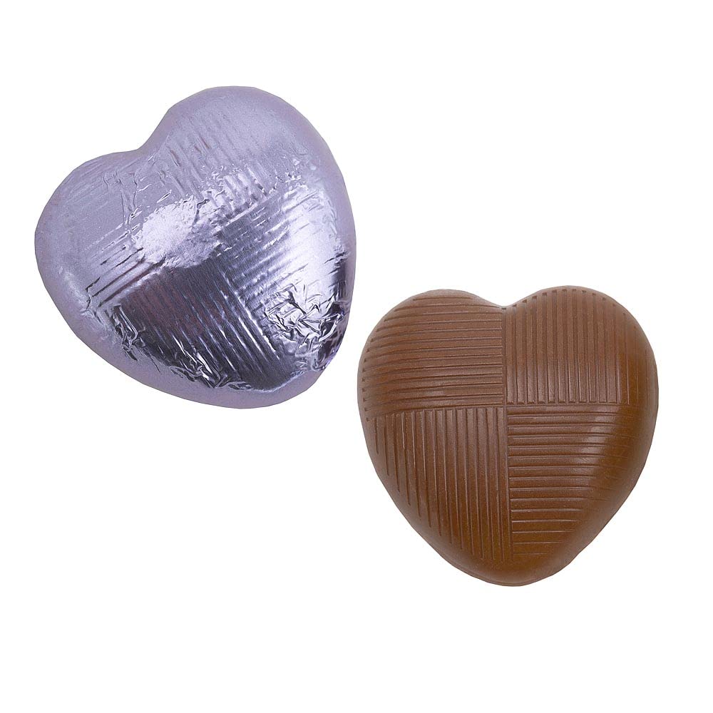 Italian Options Milk Chocolate Hearts, 1 KG approx 166 Pieces, Lilac Foil