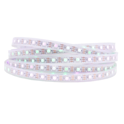 LOAMLIN WS2812B Individually Addressable RGB LED Strip 16.4FT 5050SMD Smart Flexible Dream Full Color 60Pixels/m White PCB Light IP67 Waterproof DC5V
