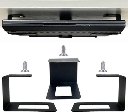(3) Laptop Holder Under Desk Laptop Mount Organizer Rack Storage Shelf, Add On Under Table Laptops, Keyboard, Routers, Modems, Cable Box