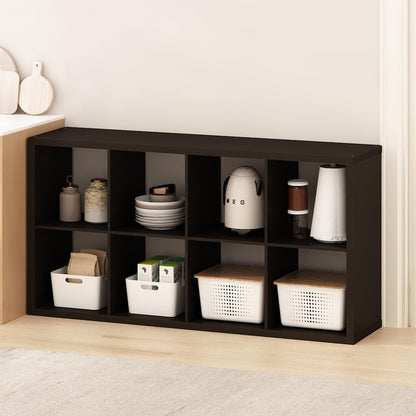 Furinno HERMITE Kitchen Island, 8-Cube Coffee Bar, Kitchen Storage, Bakers Rack, for Pantry Organizers and Storage, Kitchen Organization, Black Oak