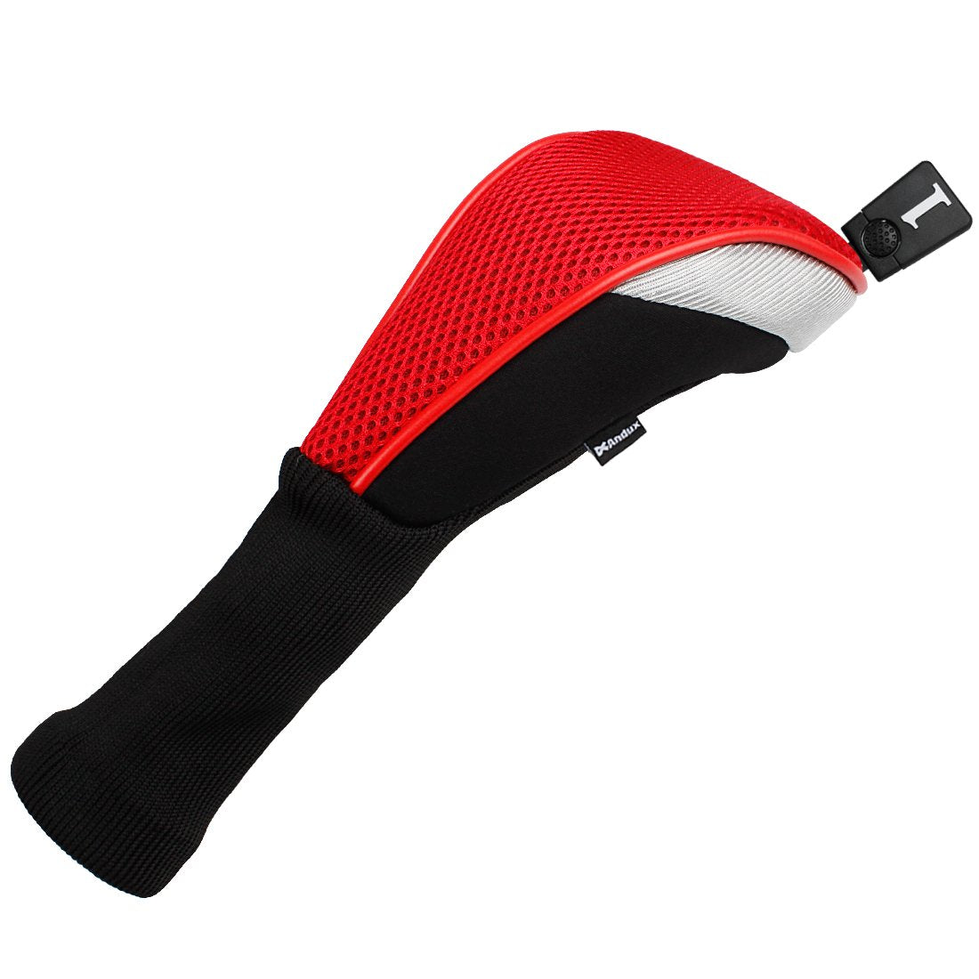 Andux 5pcs/Set Golf 460cc Driver Fairway Wood Club Head Covers Long Neck Black/Red