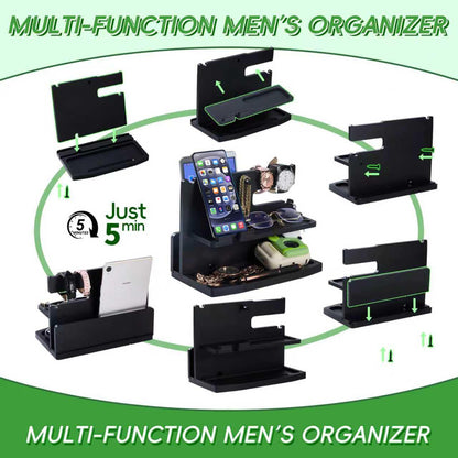 ELEVAT Gifts for Men Christmas Wood Phone Docking Station Desk Organizer Fathers Gifts Anniversary Birthday Gifts for him Xmas Presents for husband