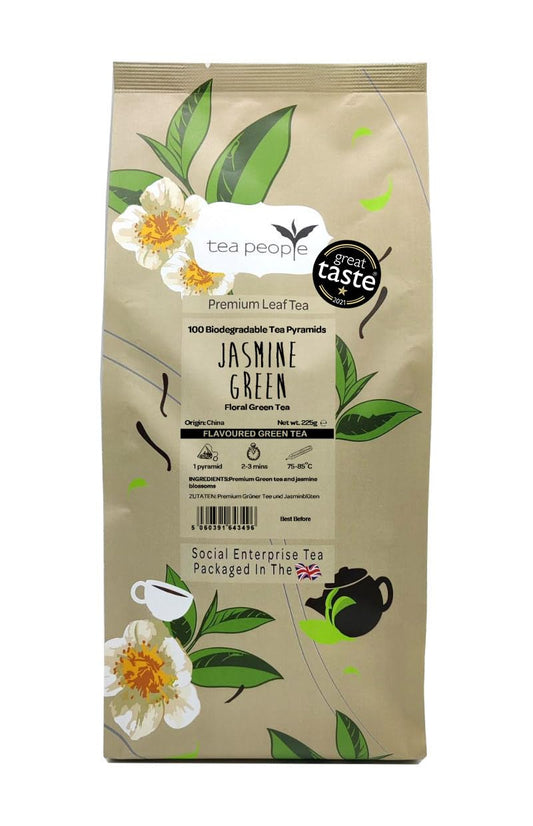 Tea People Jasmine Green, 100 Tea Pyramids in Small Catering Pack, JG-100TP