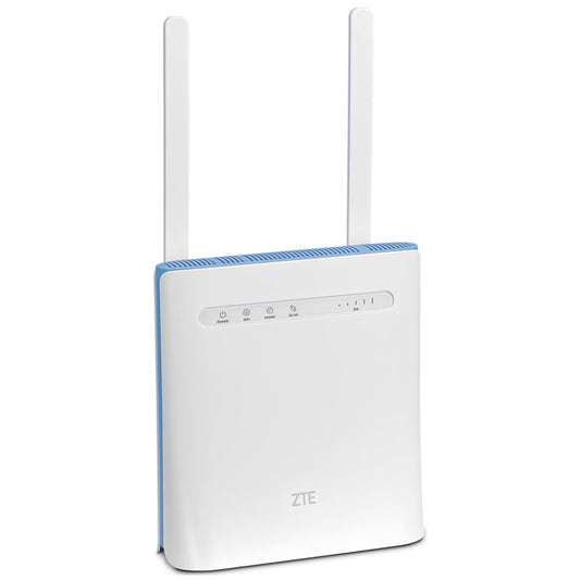 Unlocked ZTE MF286D CAT 12 600mbps 4G+/LTE Home/Office Router (White). 2 x RJ11 Tel Ports. 2 x External Antennas. Works with any Mobile Network Sim