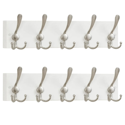 SKOLOO Creations White Solid Wood Wall Mounted Coat Rack, 5 Hooks, 16-7/8" Long - Kitchen, Mudroom, Entryway, Bathroom - Includes Mounting Hardware