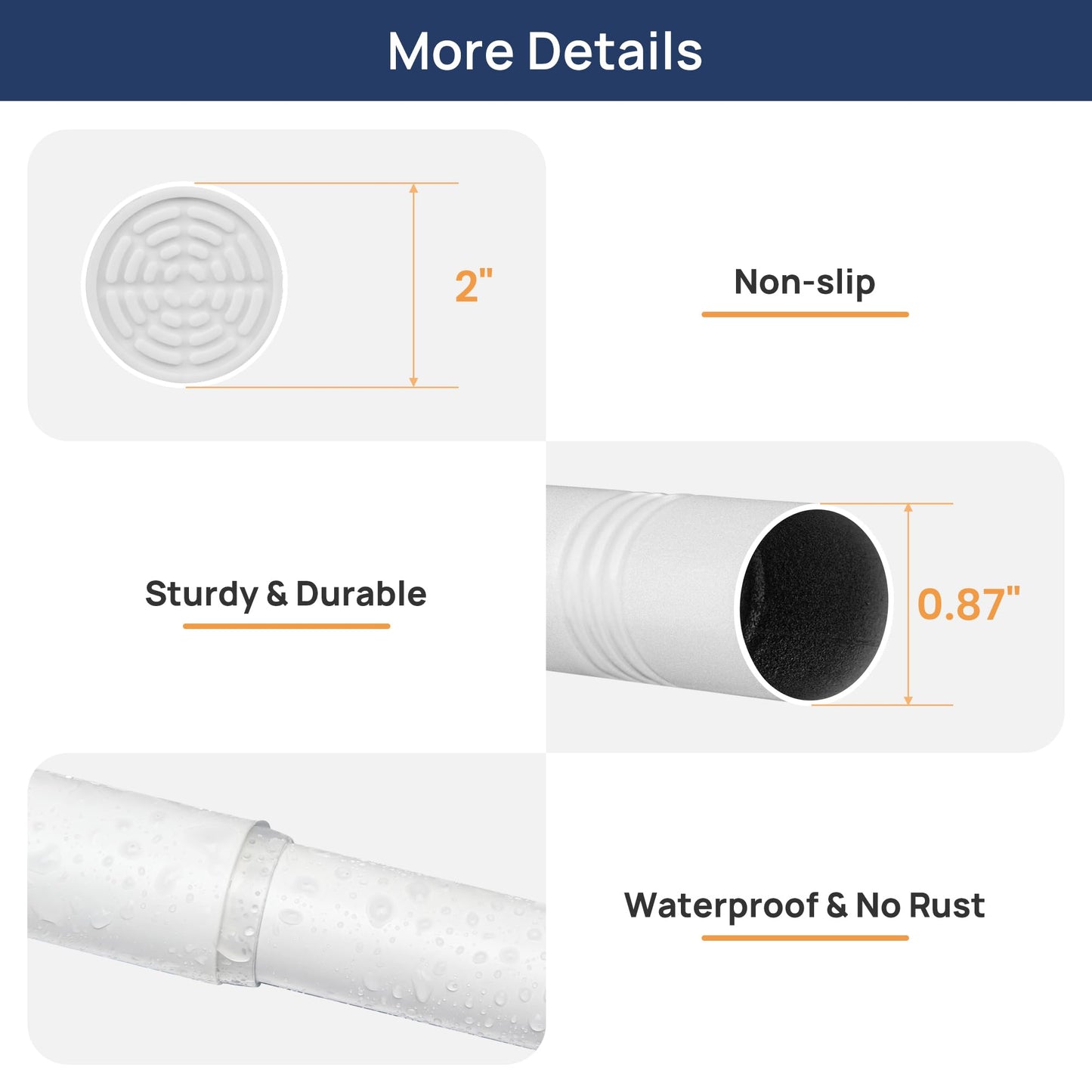 ENJOYBASICS Extendable Curtain Poles Shower Curtain Rod 81-137cm Tension Pole No Drilling, Never Rust Non-Slip Telescopic Pole for Clothes