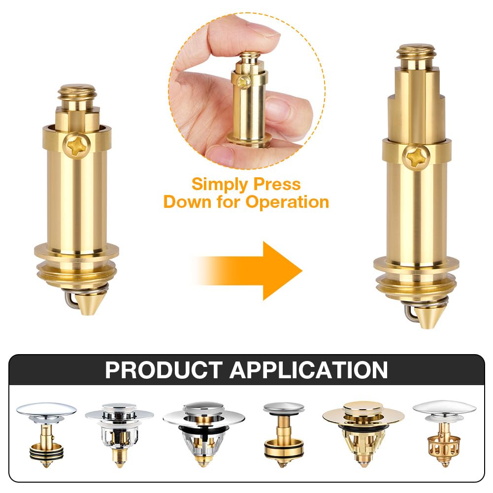 ABOHU Basin Pop Up Click Clack Brass Plug Bolt, 2 Pcs Basin Pop Up Click Clack Slotted Plug Bolt Assembly Basin Pop Up Plug Bolt Replacement Screw