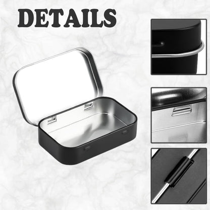 LPMXYW 2 PCS Rectangular Small Tin Boxes With Lid - Black Storage Box for Candy, Key, Earring, Coin Organizer - Mini Portable Box