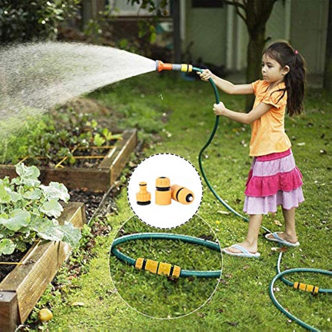 Hose Connector Garden Hose Fitting Set.1Nozzle,5 Hose End Quick Connector,1Hose Waterstop Accessory,2 Double Male Snap Connector,2 HosePipe Tap Fitting 1/2 Inch and3/4 Inch Size 2-in-1etc