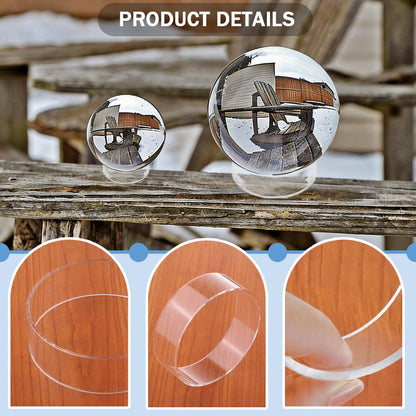 TRKETK 12 Pcs Clear Sphere Acrylic Display Stand Crystal Sphere Stand Holder Round Baseball Display 3 Sizes Plastic Sphere Holder for Baseball Tennis