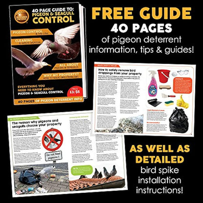 Defender Plastic Bird Spikes Pack | 15 m with Glue | Bird Control Guide | Various Size Packs