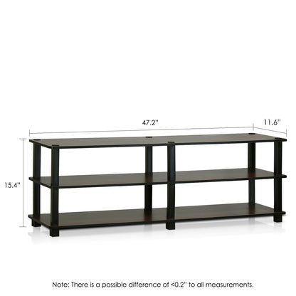 Furinno TURN-S-TUBE TV Stand, 3-Tier No Tools Entertainment Center, TV Console for TV up to 46 Inch, for Living Room, Bedroom, Dark Brown