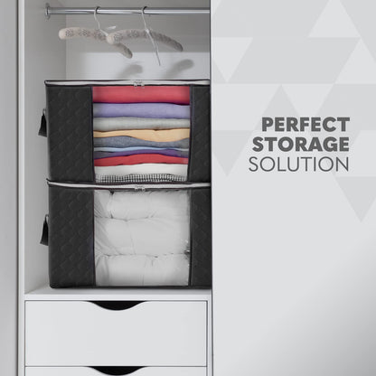 Delka 90L Storage Bags with Lids, Large Storage Boxes with lids, Storage Unit for Clothes, Duvets, Blankets, Toys