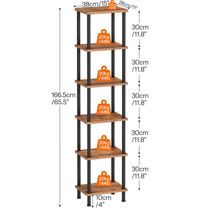 HOOBRO 6-Tier Bookshelf, Tall Bookcase, Shelving Unit, Twist-Lock Assembly, Large Capacity, Wooden Storage Display Shelf for Living Room, Home Office